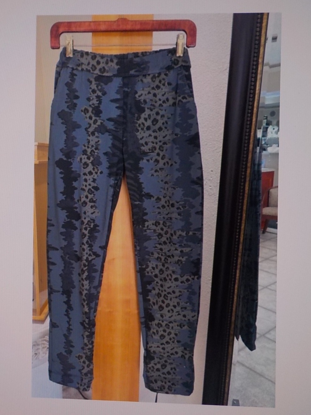 Gray/Animal Print Stretch Straight Leg